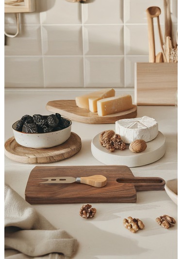 Yekpare Masif Ahşap Sunum Tahtası Kesme Tahtası Ceviz Medium 3