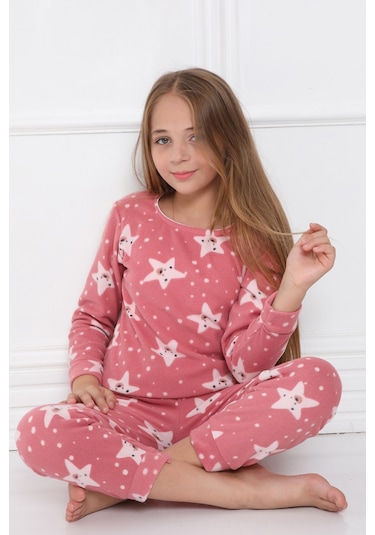Sleeproom Kişlik Çocuk Polar Pijama Takim Pudra