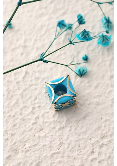 14 Ayar Altın Mavi Boncuk Kolye Ucu