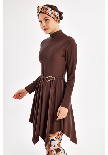 Likralı Tam Kapalı Tesettür Mayo 1122 Kahverengi Kahverengi