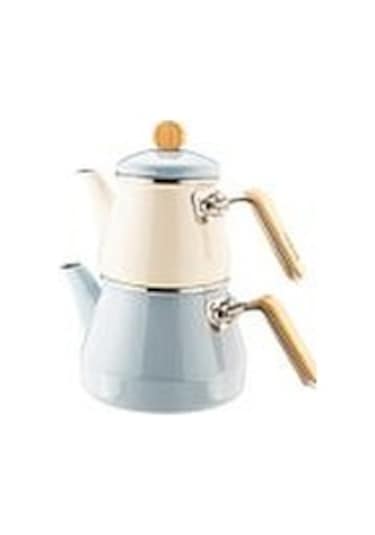 Lumino - Bambu Kulplu Çaydanlık Takımı Mavi Mavi