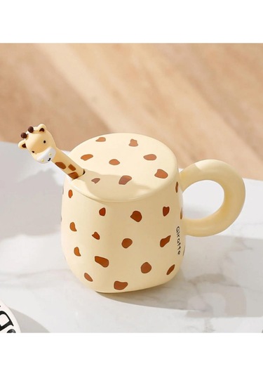 Zürafa Temalı Seramik Kupa 1966 Açık Sarı