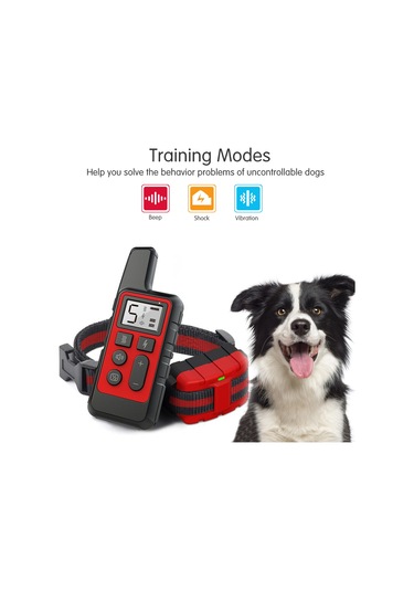 Geeroyoo Köpek Eğitimi Kolyesi - Titreşim/şok/iptihaal, 2 Kanal, 500m Uzaklık, Usb Şarjlı, 100 Seviye Ayar Kırmızı