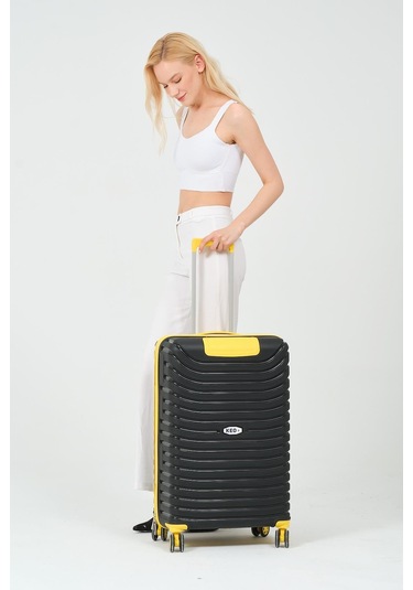 3'lü Set Silikon Kırılmaz Pp Unisex Siyah Sarı Valiz Pwvlz005 Siyah Sarı