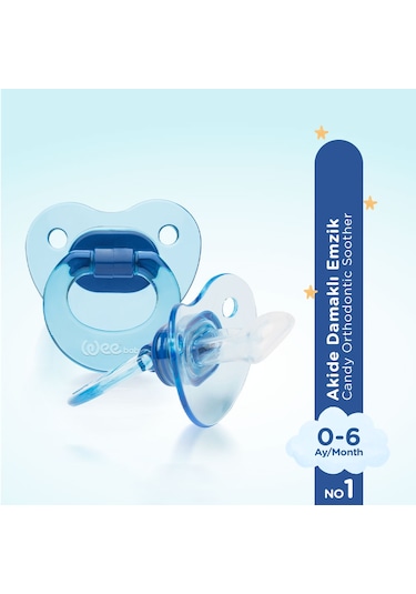 Wee Baby Akide Damaklı Emzik No:1 Mavi 0-6 Ay