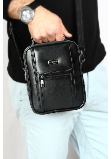 Bay Pablo C60 Hakiki Deri Çelik Kasalı Orta Boy Erkek El Çantası Siyah