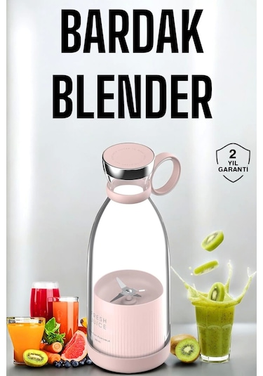 Bardak Blender Smoothie Meyve Sıkacağı Şarjlı Cam Taşınabilir Çok Renkli