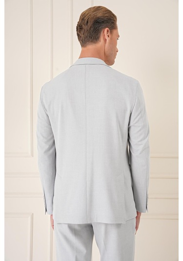 Comfort Fit Torba Cep Dokulu Esnek Pamuk Casual Gri Mavi Ceket C 676 Gri - Mavi