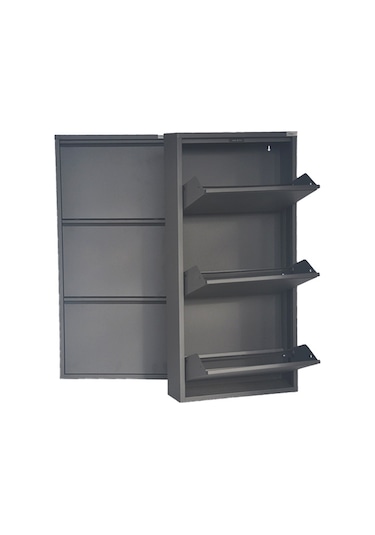 3'lü Metal Ayakkabılık - Antrasit