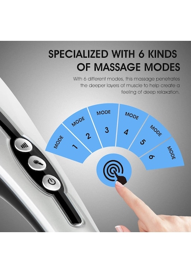 Eragon Handheld 6 Modes Boyun Bel Sırt Karın Bacak Vücut Masaj Aleti Gri