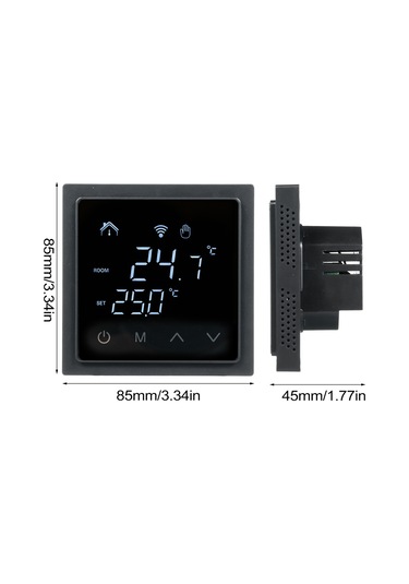 Monyee Siyah Wifi Akıllı Termostat, Led Dokunmatik Ekranlı, 16a, Ev Isı Kontrolü, 85-250v, Uzak Kumanda, Mh-1828aw