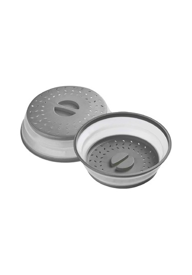 Neevoyu 2 Adet Mikrodalga Fırın Koruması: Vantilli, Katlanabilir, Eldivenli Kolu, Yıkama Makinesine Uygun, Bpa'sız Silikon-plastik Gıda Koruyucu Gri