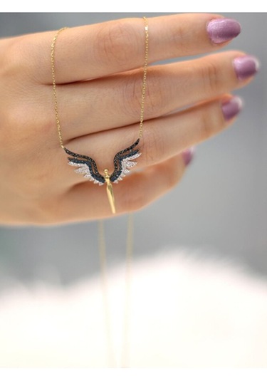 14 Ayar Altın Taşlı Melek Kolye Altın