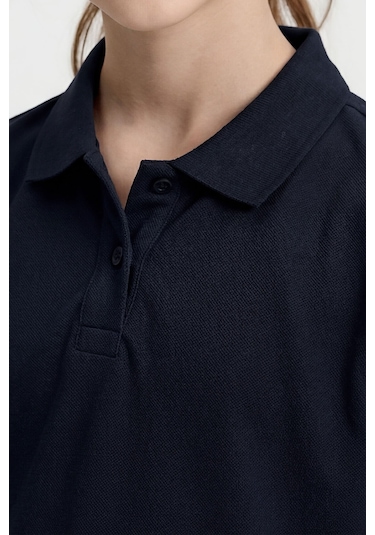 Tommy Life Lacivert Polo Yaka Standart Fit Basic Unisex T-shirt - 11330