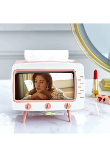 Mavi-çok Fonksiyonlu Tv Şekli Doku Kutusu Cep Telefonu Tutucu Masaüstü Dekorasyon Mutfak Peçetelik Oturma Odası Çeşitli Eşyalar Organizatör