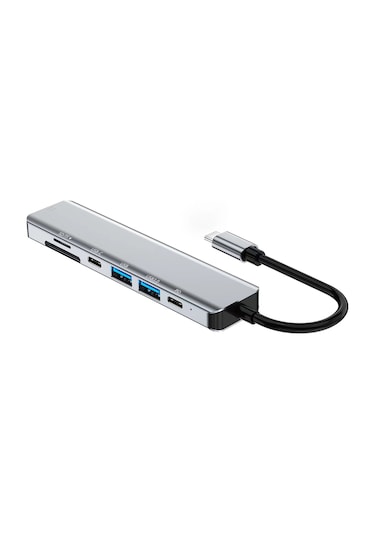 Skycity 2121 Usb-c 7-in-1 Çok Fonksiyonlu Hub - Hdmı 4k, Usb3.0, Usb2.0, Pd Şarj, Veri, Sd/tf Kart Okuyucu - Uzay Grisi