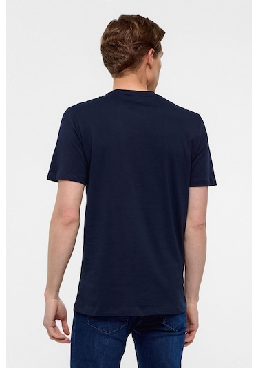 Lacivert Regular Düz Bisiklet Yaka Tişört-38578 Lacivert