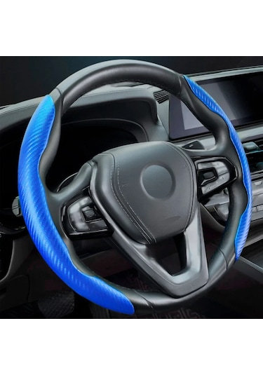 7 Renk Karbon Fiber Direksiyon Kapağı Bölümlü Koruma Anti Kayma Blue Mavi