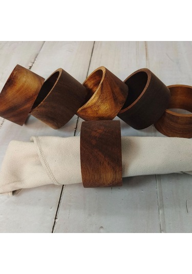 Suntek 5 Parça Peçete Halkaları Seti Oteller Tutucu Restoran Kahverengi