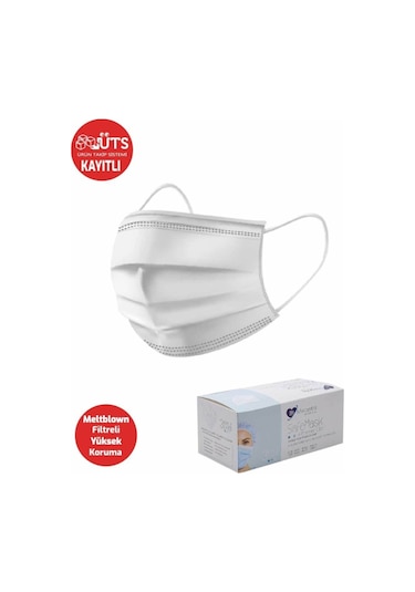 Melantis Medikal 3 Katlı Telli Meltblownlu Cerrahi Maske Beyaz 3 x 50'li