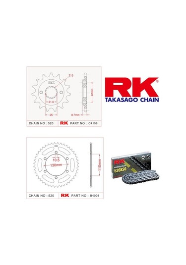 Rk Zincir Dişli Seti Kawasaki Er 5, Er 500 97-06