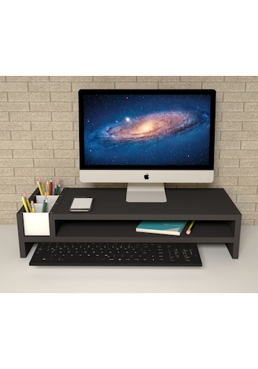 Emkawood Sally Siyah Monitör Yükseltici Laptop Standı