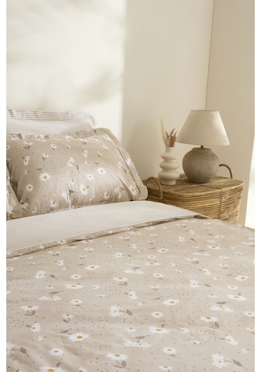 Karaca Home Daisy %100 Pamuk Çift Kişilik Nevresim Takımı Bej