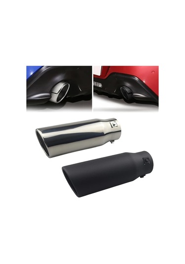 Besthome1 Siyah Renk 2.5 İnç Giriş 3 İnç Çıkış 22cm Paslanmaz Çelik Oto Egzoz Ucu