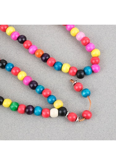 Bonibon 99luk Renklli Boyalı Ahşap Küre Kesim 10mm Namaz Tesbihi Çok Renkli