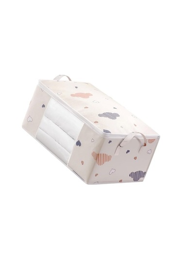 Unimarket Yorgan Saklama Çantası Nonwoven Kumaş Şeffaf Pencere Takviyeli Saplı Battaniye Elbise Saklama Kabı Battaniye Saklama Çantası Yupln8