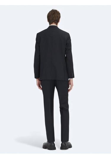 Siyah Mikro Yün Karışımlı Takım Elbise Siyah