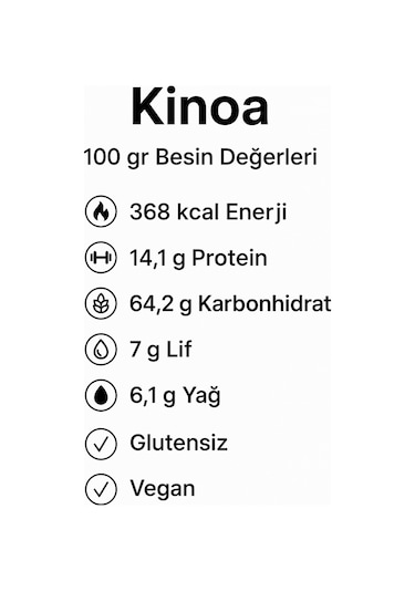 Kinoa Doğal Beyaz Kinoa - Glutensiz- Yüksek Lifli-500 Gr