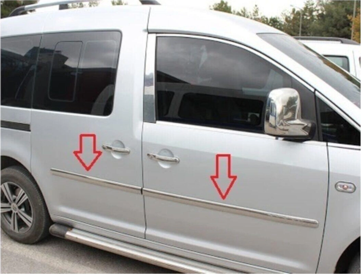 Ueskrom Vw Caddy 2003-2014 Uyumlu Krom Yan Kapı Çıtası 4 Parça P.çelik