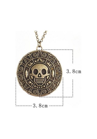 1 Adet / Grup Film Korsanları Karayip Kolye Aztec Para Bağbozumu Altın Kaptan Jack Serçe Madalyon Kafatası Kolye Kolye Kolye Kolyeler Altın - Beyaz
