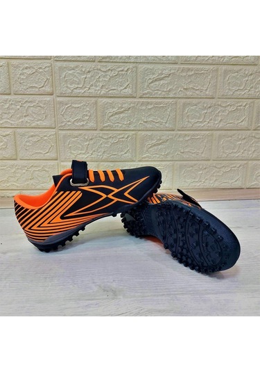Kinetix Bruno Tf Siyah Turuncu Cırtlı Çocuk Futbol Halısaha Spor Ayakkabı 001