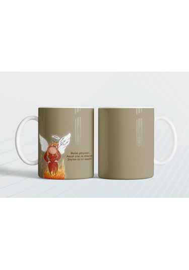 Melek Gibiyimdir Dikkat Et Şeytan Da Bir Melektir Hediye Kupa Love Bug-t Açık Kahverengi