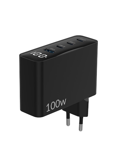 Juo 100W Gan Led Ekranlı 3 Type-C + Usb-A Hızlı Şarj Cihazı iPhone & Macbook & Notebook Şarj Aleti