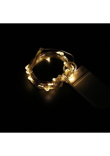 Ximistore9 1 Metre Bakır Tel Led Işık Zinciri 3000k Islak Beyaz 10 Led 2032 Pil Kutusu Noel Dekorasyon Atmosfer Işığı Ip44 Pil Dahil Değil