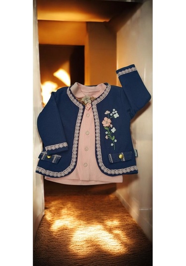 Çocuk Takım Pembe Nakış Detaylı Renkli