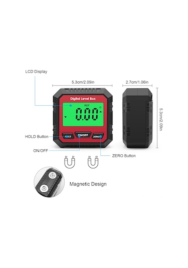 Manyetik Dijital Açı Ölçer Kesin Ve Göreli Ölçüm Açı Ve Eğim Dönüşümü İnklinometre Lcd Ekran Arka Işıklı Çok Amaçlı İnklinometre