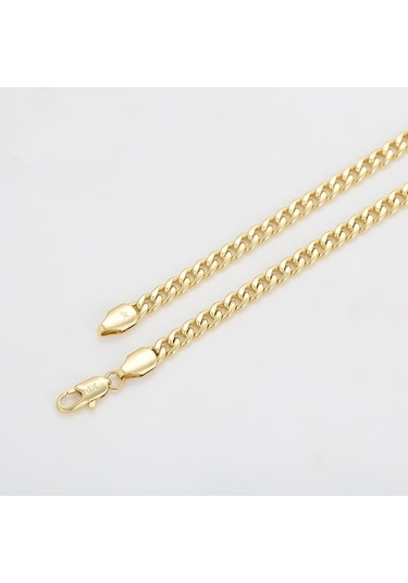 Klasik Gurmet Zincir Kolye 14 Ayar Altın Kaplama / 50 Cm Gold