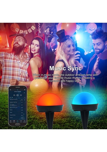 Geeksen 25'li Paket Güneş Enerjili Su Geçirmez Rgbw Bahçe Aydınlatma Uygulama Kontrollü Renk Değiştiren Led Dekor Çok Renkli