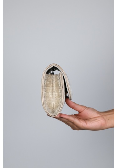 Ago Altın Çizgili Kadın Abiye Çanta Çok Renkli