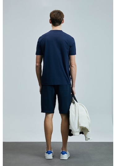 Lufian Erkek Aler Spor Slim Fit Chino Şort 111210079 Lacivert Lacivert