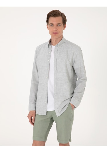 Pierre Cardin Erkek Yeşil Gömlek Desenli 50307101-vr054 Yeşil