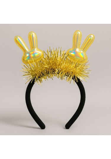 Kpop Korean Style Yılbaşı Yeni Yıl Altın Parlak Tavşan Kulaklı Taç Kadın Şarkıcı Sahne Parti Aksesuarı
