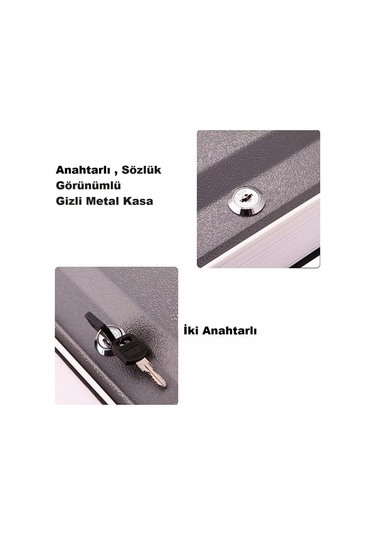 Gizli Kasa Kilitli Sözlük Görünümlü 18cm Kasa Kitap-lacivert
