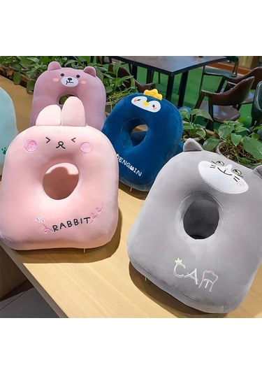 Elmpaly Pembe Masa Başı Yastığı Ofis Seyahat İçin Ergonomik Boyun Sırt Destek Yastığı Pembe Renk