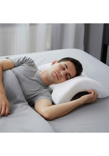 Buffer % 100 Visco Kavisli Ortopedik Yıkanabilir Kumaş Kılıflı Bel Boyun Bacak Ağrıları İçin Yastık Siyah