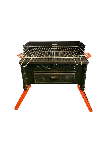 Pervazlı Emaye Boyalı Yüksek Ayaklı Mangal Kırmızı - Sarı